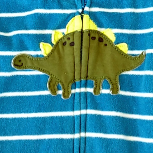 Carter's Hoodie Dinosaur Blue Striped 0-3 mo - Picture 2 of 4